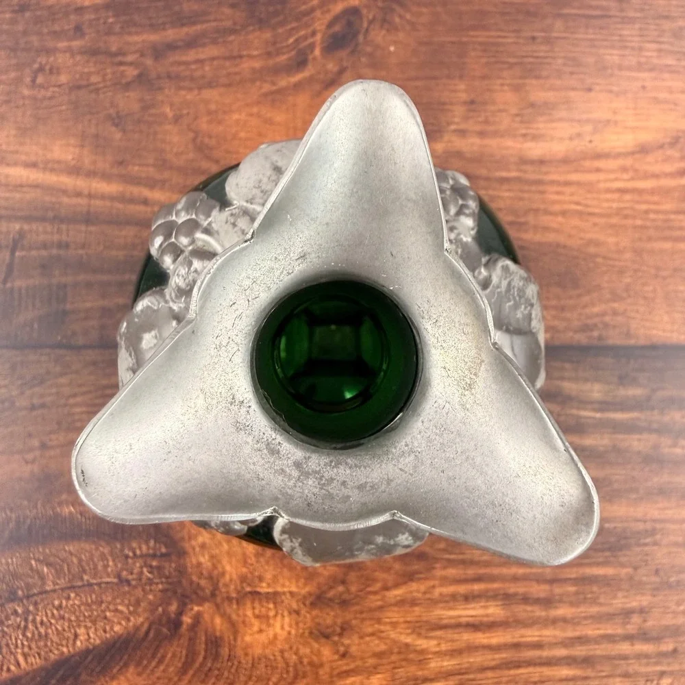 Holmegaard Jacob Bang Kluk Kluk Green Glass Decanter Pewter Grapes Denmark